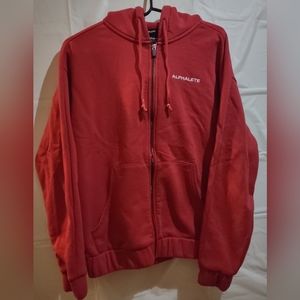 Alphalete/Small/Red Zip Up Hoodie with White Lettering